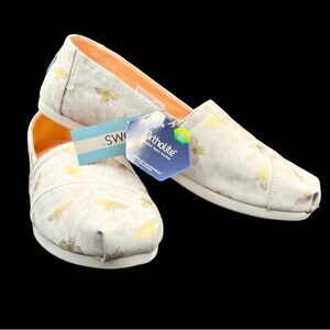 Toms Women's Alpargata Birch Foil Bumble Bees Shoes Sneakers Slip On Sz 10